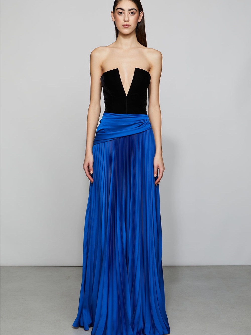 Et Ochs Tabitha Velvet Pleated Gown Sapphire Black Size 4 NWOT